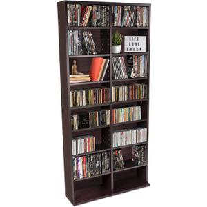 Atlantic Oskar Adjustable Media Cabinet - Holds 464 CDs, 228 DVDs or 276 Blu-rays, 12 Adjustable and 4 fixed shelves PN in Espresso