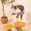 Flower Cat Trees, Flowers Scratching Post Kitten Tree 18" High 3-PLY Cat Tower, Cozy Fluffy Cute Cat Condo for Kitten Indoor Activity