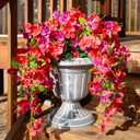 Artificial Hibiscus Fake Hanging Flowers Plants for Outdoors Spring Decoration, 4pcs Faux Silk Outside Hibiscus Long Trailing Vines Realistic UV Resistant for Front Door Planter Porch Patio Yard Urn (Red + Fuchsia)