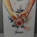 Canvas Wall Art Framed Love Forever Couple Holding Hands Floral Rose Watercolor Romantic Pink Elegant Eclectic Modern Wall Decor for Living Room Romantic Gift for Wife Girlfriend Decor 16x24 Inches