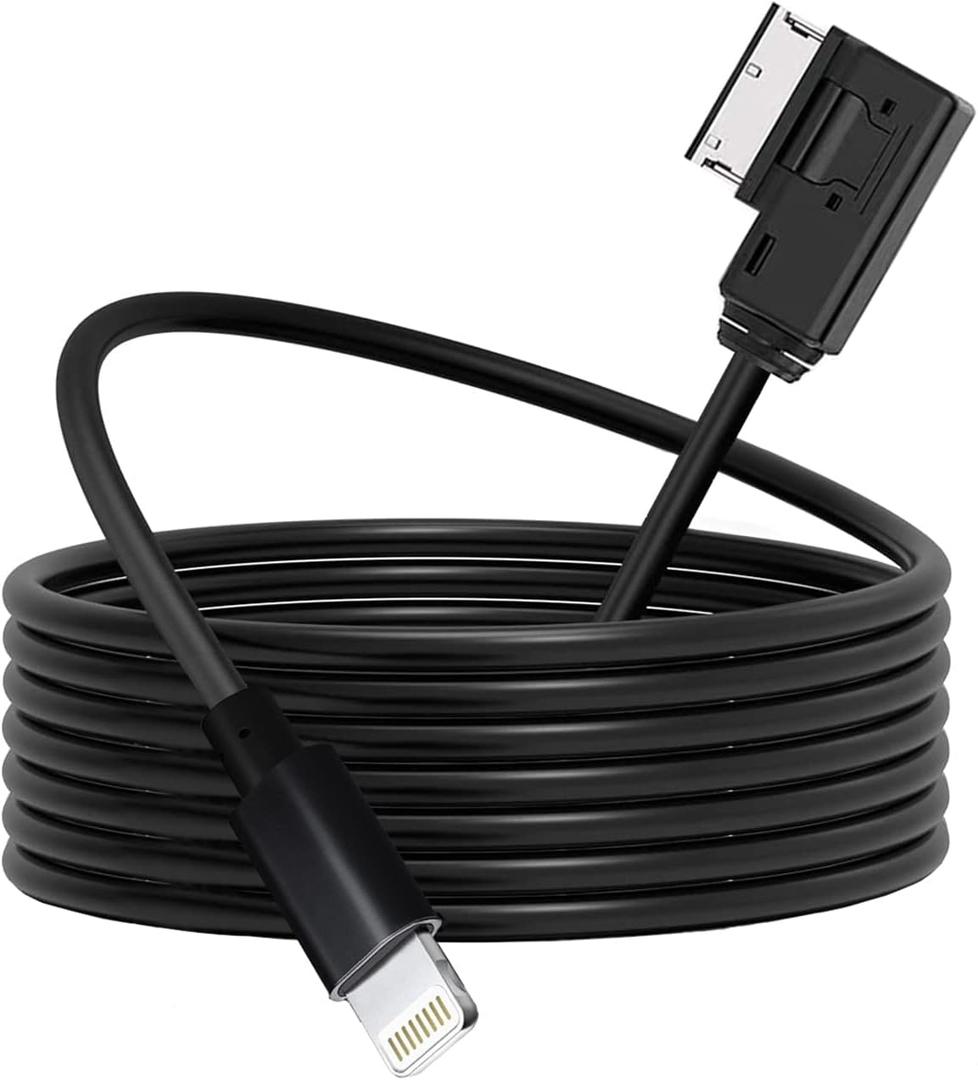 AMI MMI Aux Cable for Apple iPhone 14 13 12 11 XS XR X 8 7 6 Compatible with Audi A3/A4/A5/A6/A7/A8/S4/S6/S8/Q5/Q7/R8/TT, Car Aux Interface Dongle Compatible for VW CC Magotan (Black)