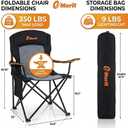 EMERIT Oversized Padded Camping Chair, 350LB Heavy Duty Quad Fold Chair with Arms, Collapsible Outdoor Chairs with Lumbar Back & Cup Holder