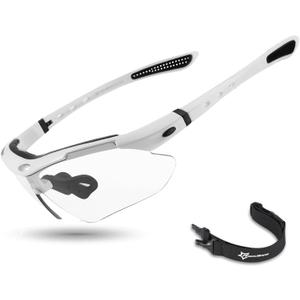 ROCKBROS Pickleball Glasses for Men & Women Photochromic Sports Sunglasses, UV400 Protection & Interchangeable Strap