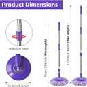 Spin Mop Replacement Handle, 47.6-inch 360 Degrees Rotating Telescopic Replacement Mop Stick with Robust Reinforced Plastic Disc for Spin Mop Bucket Cleaning System (Plastic Disc,Purple)