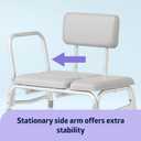 Medline Padded Transfer Bench for Bathtub and Shower, Height Adjustable, Slip-Resistant Legs, Rust-Resistant, Side Arm & Back Rest for Extra Support, 400 lb. Weight Capacity, Tool-Free Assembly