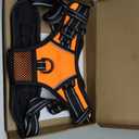 PHOEPET Reflective Dog Harness Large Breed Adjustable No Pull Vest with with Handle 2 Metal Rings 3 Buckles [Easy to Put on & Take Off](L, Orange)