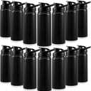 14 Pcs Aluminum Water Bottle 17 Oz Bike Bottles with Snap Lid Reusable Easy Carry Sports cups for Camping Hiking(Black)