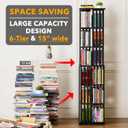 SpaceAid 6 Tier Rotating Bookshelf Tower, Bamboo Spinning Book Shelf, Revolving 360 Bookcase Storage Swivel Round Carousel, Vertical Rotate Turning Spiral Corner Organizer, Black 67.5" H