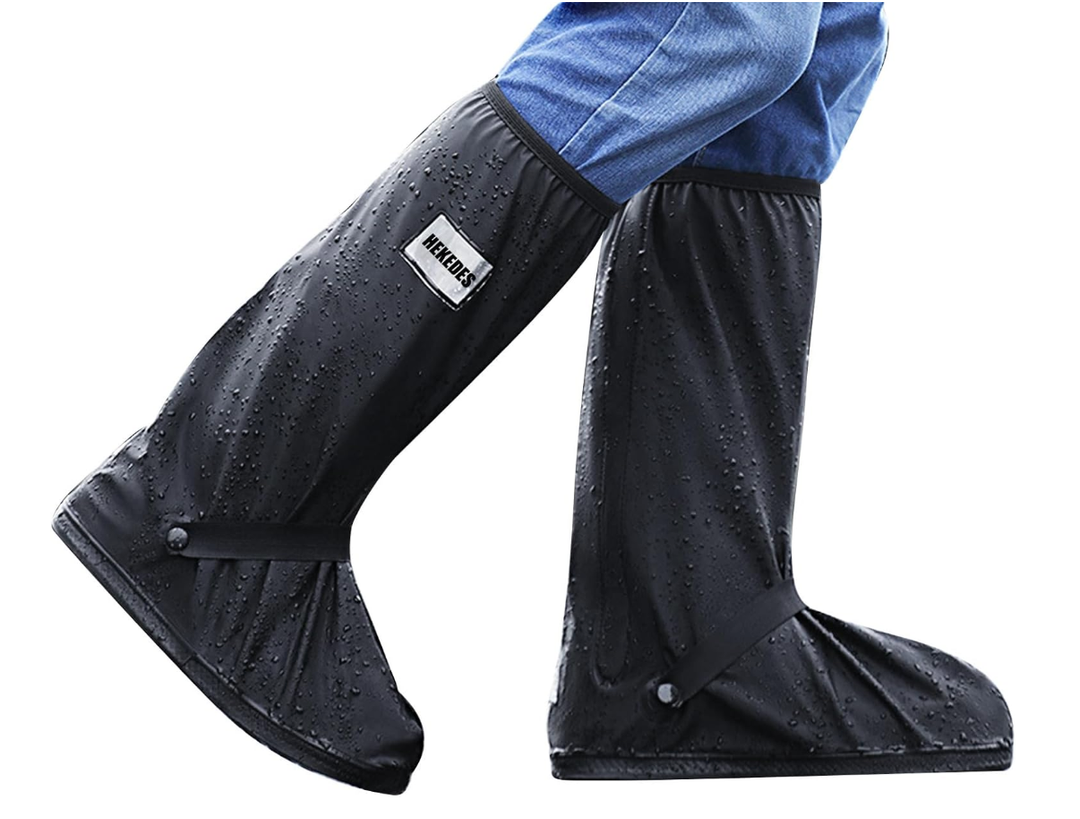 Black Waterproof Rain Boot Shoe Cover with Reflector (1 Pair) S