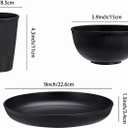 18pcs Wheat Straw Dinnerware Sets HXYPN Unbreakable Reusable Dinnerware Set Kitchen Cups Plates and Bowls Sets Dish Set Dishwasher and Microwave Safe Black
