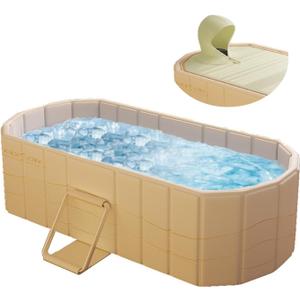 YYW Adults Portable Bathtub Foldable Soaking Standing Bath Tub Japanese SPA Sauna Collapsible Hot Ice Bath Tub for Shower Stall Bathroom (Gold with lid,150 * 86 * 50cm (L*W*H)) YYW Adults Portable Bathtub Foldable Soaking Standing Bath Tub Japanese SPA Sauna Collapsible Hot Ice Bath Tub for Shower Stall Bathroom (Gold with lid,150 * 86 * 50cm (L*W*H))