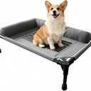 Raised Dog Bed for Small Dogs,Cooling Elevated Bolster Dog Cot,Indoor Outdoor Breathable Mesh Dog Hammock with Metal Frame,Dog Sofa Camping Dog Bed (31.5" L x 23.62" W x 6.69" H