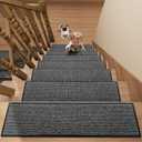 Stair Treads Carpet 15 pcs for Wooden Steps with Non Slip Rubber Backing, 100% Polyester Soft Stairs Resistant Indoor Skid Runner Safety Rugs for Kids Elders and Pets 30" * 8" (Dark Gray)