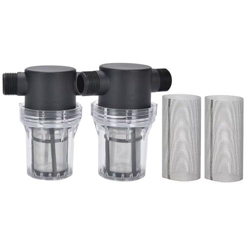 2 Pcs Water Filter, Twist-On Pipe Strainer, Nylon PA66 cover, PC bowl with 40 and 100 Mesh 304 Stainless Screen (3/4’‘ male)