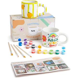 Pott'd Paintables Paint Your Own Mug Kit - DIY Mug Painting Kit for Adults. Ceramic Painting Kit for Adults Includes Mugs, Paints, Brushes and Painting Inspiration Guide