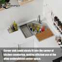 30 In Corner Kitchen Sink Workstation-Stainless Steel Drop In Stylish&Modern Topmount Workstation Sink With Cutting Board, Bottom Grid,Silicon Mat,Colander Nice Solution For Small Kitchen Corner
