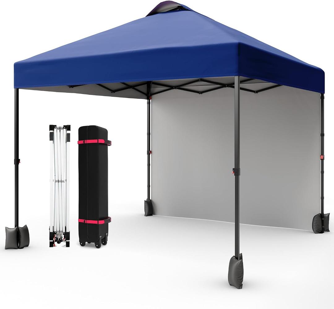 GarveeHome 10X10 Ft Pop-Up Canopy Tent with Sidewalls & Vented Roof Easy Setup Instant Shade Shelter for Picnic, Camping, Outdoor Events - Includes Storage Bag, Sandbags, Stakes & Ropes