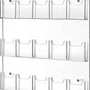 15 Pockets Clear Acrylic Brochure Pamphlet Holder Brochure Display Stand Business Tri Fold Brochure Multi Slot Holder Rack Wall Mount Pocket for Literature Menu, 22 x 21 inches, each pocket dimension is 4 x 1 inch
