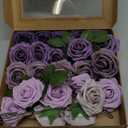 Ling's moment Artificial Flowers, 25Pcs 3" Roses in Purple Shades, Realistic DIY Foam Floral Decor for Wedding Bouquets/Centerpieces, Outdoor Party Backdrops, Room/Table, and Garden/Pot Decorations