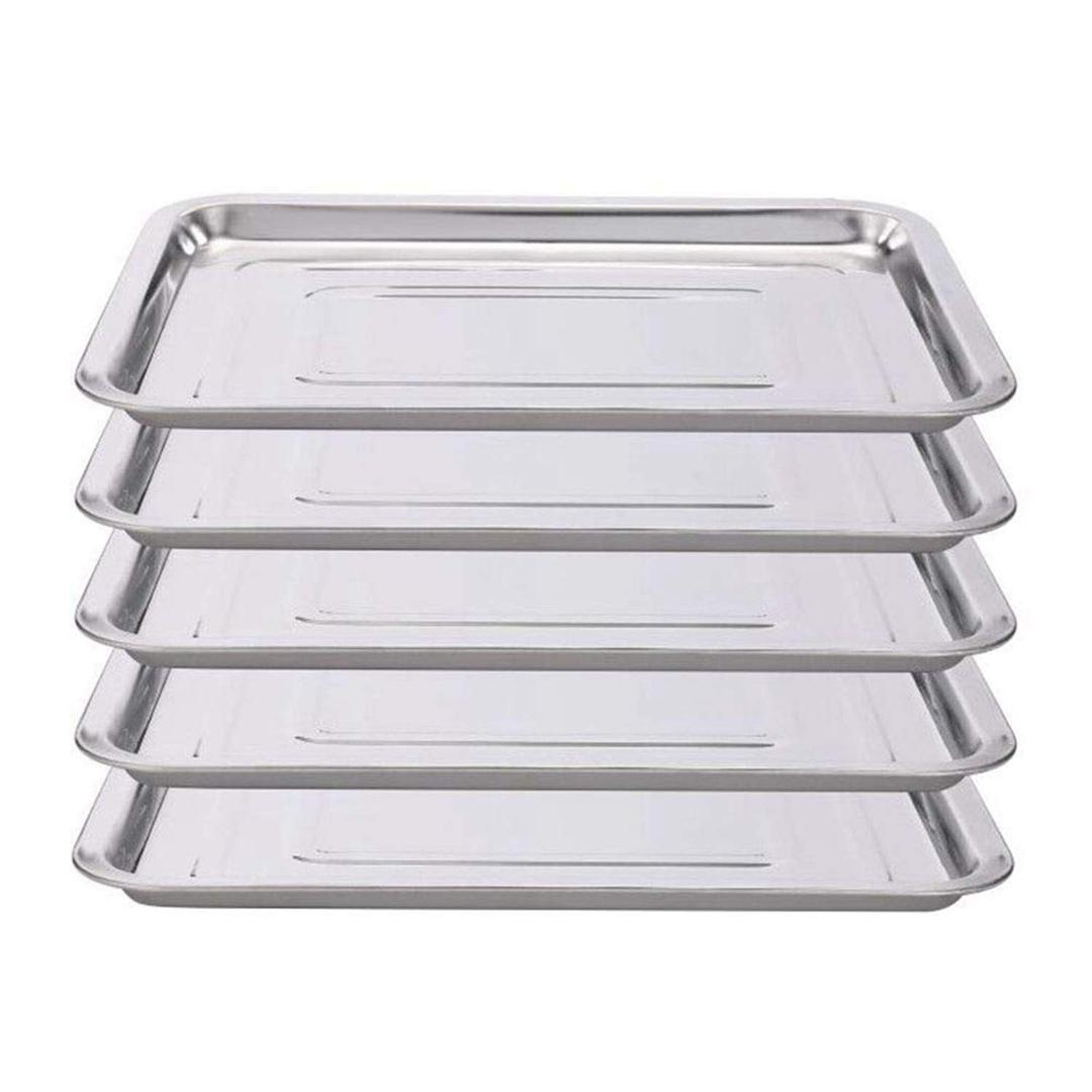 Stainless Steel Tray, 20 Pack Stainless Steel Trays 10 1/2" x 7" Dental Body Piercing Instrument Tool Flat for Supplies (20)