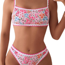 SOLY HUX Bathing Suit for Women Two Piece Floral Print Tie Back Swimsuit Bikini Sets, XS