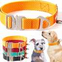 Comfluxe Heavy Duty Nylon Dog Collar with Metal Buckle | Quick Release Adjustable Dog Collar for Small Medium Large Dogs | Durable Outdoor Walking & Training Collars (Orange,10"-16.5")