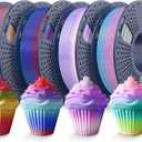 TECBEARS 250G PLA Rainbow Filament, PLA 3D Printer Filament Rainbow, Neatly Wound PLA Bundle, Fast Color Change Each 8 Meters, Dimensional Accuracy +/- 0.02mm, 4 Pack 250g Spool