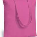 TOPDesign 12-Pack Economical 16"x15" Pink Cotton Tote Bag, Lightweight Medium Reusable Grocery Shopping Cloth Bags, Suitable for DIY, Advertising, Promotion, Gift, Activity