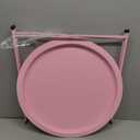 End Table Metal Side Table Pink Round Folding Tray Cyan Sofa Small Accent Fold-able Table, Round End Table Tray, Next to Sofa Table, Snack Table for Living Room and Bed Room, 1 PC