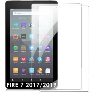 2 PACK Screen Protector for All New Fire 7/ Fire 7 Kids Pro Tablet 7 inch (9th/ 7th Generation, 2019/2017), DETUOSI Ultra Clear/Case Friendly/Touch Sensitive/Bubble Free/Anti-Scratch Tempered Glass