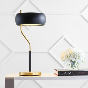 JONATHAN Y Oskar 22.5" Moody Metal LED Desk Lamp, Black/Brass Gold