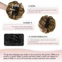 RUWISS Claw Clip Messy Bun Hair Piece Real Human Hair Buns Wavy Curly Chignon Hair Bun Extensions Tousled Updo Hair Buns Claw Clip Ponytail Hairpieces - Brown with Blonde Highlights