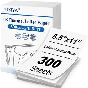 TUXIYA 300 Sheets Thermal Printer Paper 8.5 x 11 Inch,BPA free Advanced Thermal Printing, US Letter Size Thermal Paper Compatible Most Portable Printers