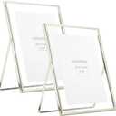 Silver Floating Frame810'' set of 2 For Picture 7x9, 6x8, 5x7, Classy Gift metal floating frame 5x7'' Tabletop Shelf Photo frames for Christmas, Home Wedding Party and Office Dcor