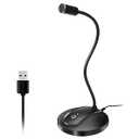 JOUNIVO USB Microphone, 360 Degree Adjustable Gooseneck Design, Mute Button & LED Indicator, Noise-Canceling Technology, Plug & Play, Compatible with Windows & MacOS, Black