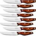 Professional 8-Piece German High Carbon Stainless Steel Steak Knife Set, Premium Full Tang Steak Knives with Pakkawood Handle