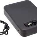 Amazon Basics Portable Security Case Lock Box Safe, Small Lock Box with Code, for College Dorm Room, Home, Combination Lock, XL, Black