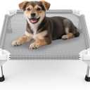 Elevated Dog Bed with Teslin Cooling Fabric - Lightweight Dog Cot for Small Dogs, Waterproof & Washable Breathable Mesh, Raised Pet Bed for Indoor Outdoor Use, Anti-Slip, Easy Clean