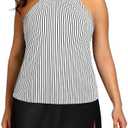 Yonique Women Two Piece Plus Size Tankini with Skirt Tummy Control Bathing Suits High Neck Swimsuits 18W