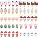 SUNNYCLUE 50Pcs 10 Styles Ice Cream Resin Cabochon Large Flat Back Lollipop Cabochons Flatback Resin Dome Buttons Imitation Miniature Sweets Accessories Ornaments for Summer Scrapbooking Craft Decor