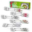 12Pcs Stainless Steel Forks Silverware Set - Reusable Silverware Dinner Forks for Restaurant Ceramic Long Handle Fork Cutlery Set - Dessert Forks and Spoons for Home Kitchen Silverware Forks Set