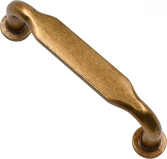 Alzassbg  17 Pack Antique Brass Cabinet Handles, 3 Inch(76mm) Hole Centers Arch Modern Cabinet Pulls Kitchen Hardware for Cabinets AL3503AE