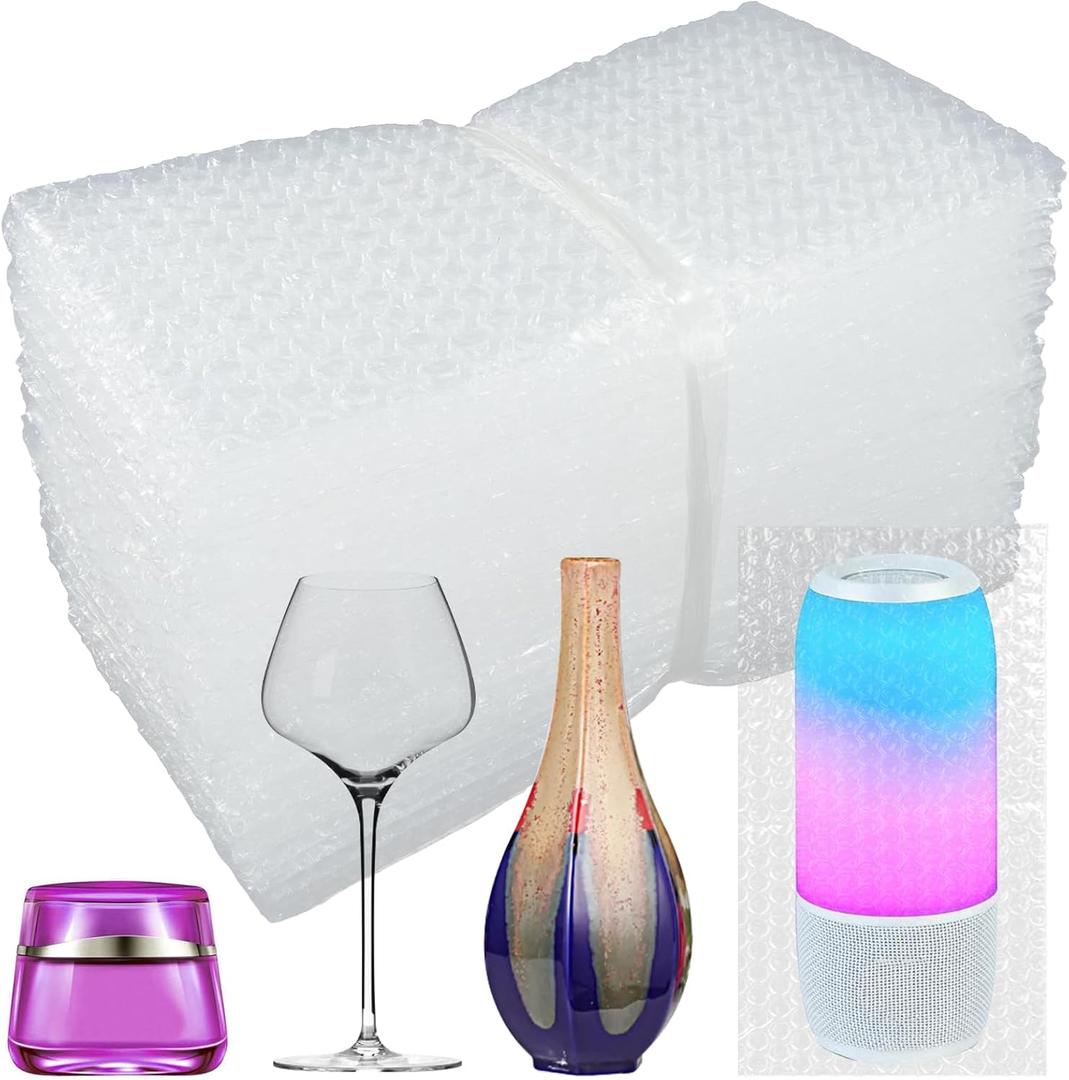 50 Pcs Bubble Pouch Wraps - 6"x10" Double Walled Clear Bubble Out Bags for Packing, Shipping, Storage, and Moving - Shockproof Cushioning Bags for Fragile Items