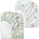 Crib Sheets 2 Pack - 100% Cotton Fitted Crib Sheet for Baby Boys Girls, Soft Breathable Toddler Bedding, Standard Crib Mattress 52"x28", Moonlight Tea Party