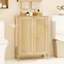 Fluted Bathroom Storage Cabinet with 2 Doors & Shelf, Natural