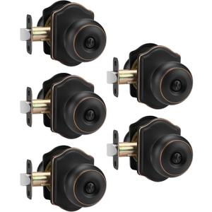 Goldenwarm Oil Rubbed Bronze Door Knobs Interior, Bedroom Door Knob & Bathroom Classic, Bronze Interior Door Knobs 5 Pack