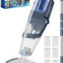 Cordless Handheld Pool Vacuum Cleaner with Telescopic Pole, 26.5 GPM Powerful Suction, Longer 1H Runtime, Portable Pool Vacuums for Above Ground/Inground Pools, Hot Tubs, Spas, Titanium Blue