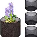EBaokuup 4 Pcs Aquatic Pond Planting Bags-7.1" H x 7.2" Dia Reusable Mesh Water Garden Pond Plant Pot-Breathable Black Round Lily Plant Pots for Pond Bog Plant Garden Terrestrial Plant