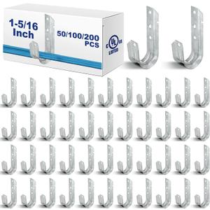 Gisafai 50 J Hooks for Hanging, Heavy Duty J Hooks, Metal Cable Hook for Wire Management, Ul Certification, G60 Galvanized Steel (1/5-16 Inch)