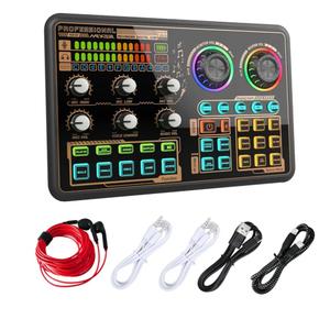 Sound Board for Beginners, Audio Mixer with Voice Changer, External Sound Card with Earphone for Phone, Mic, Karaoke, Streaming, Recording, Gaming, Podcasting